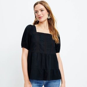 NWT LOFT Lace Tiered Square Neck Top